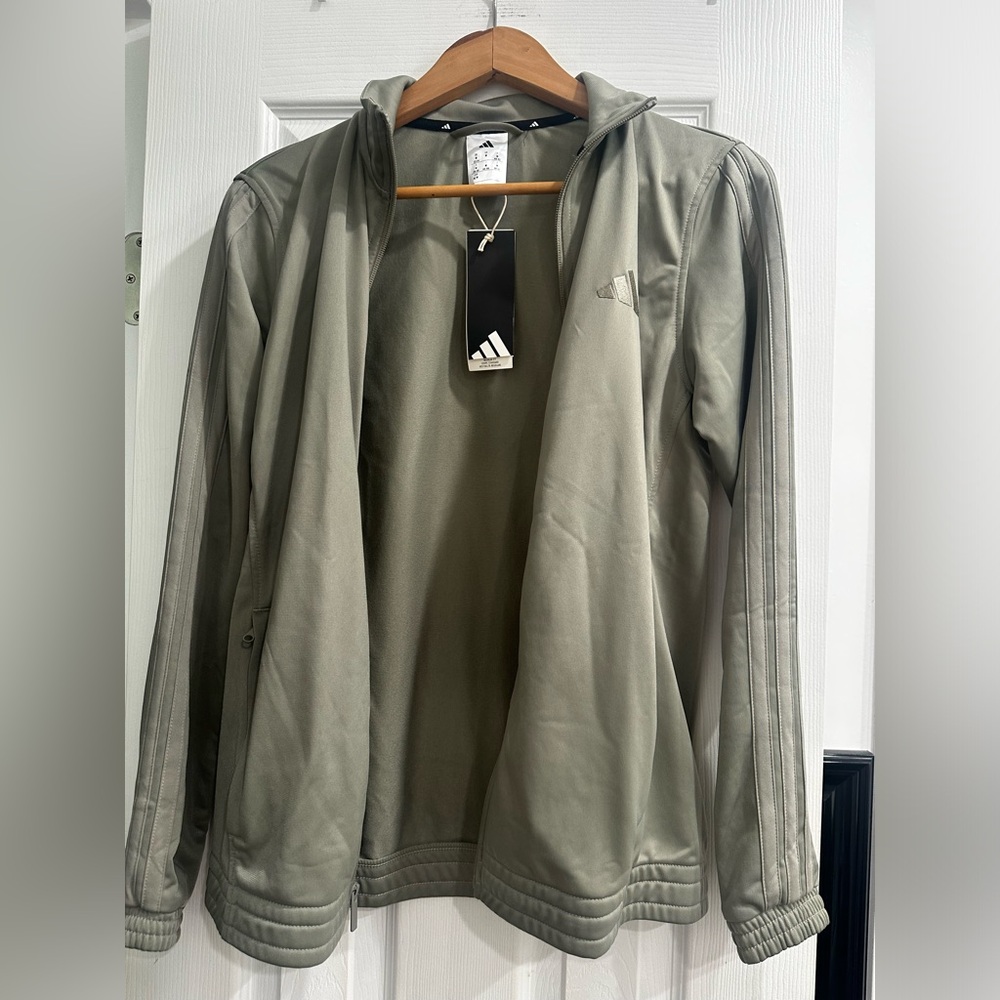 adidas women’s Olive Lightweight Zip-Up Shirt Jacket